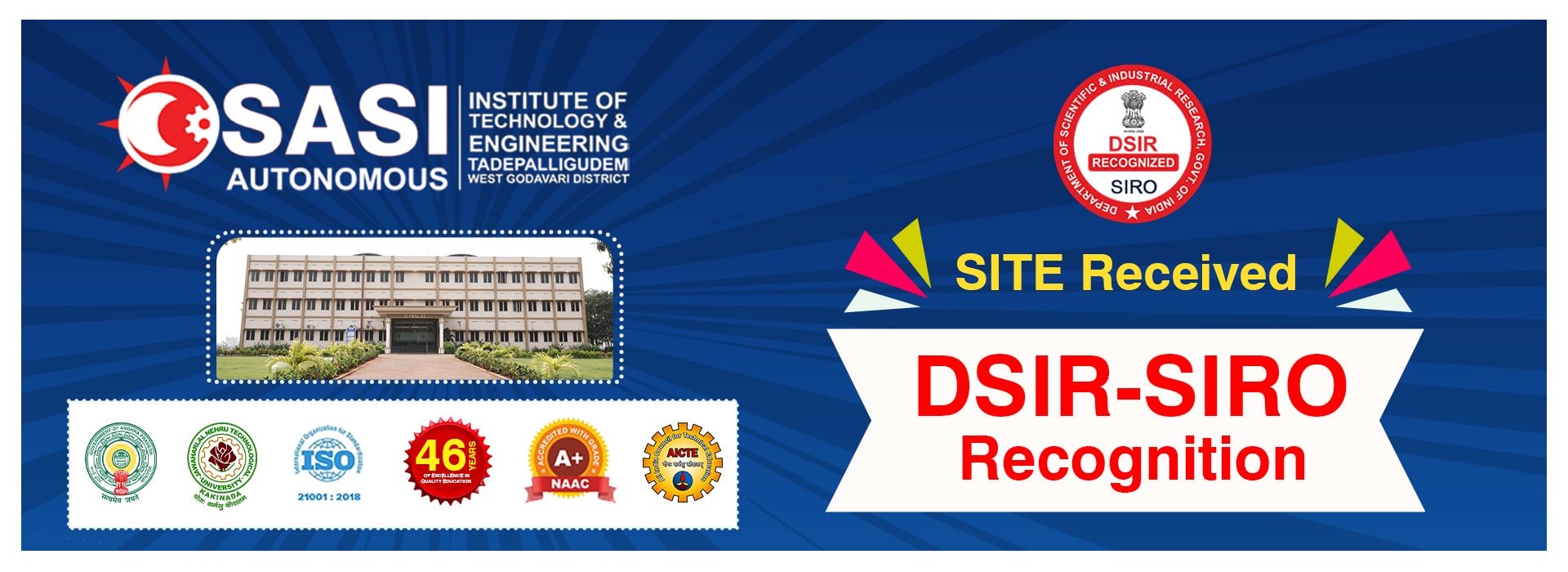 SITE Received DSIR-SIRO Recognition